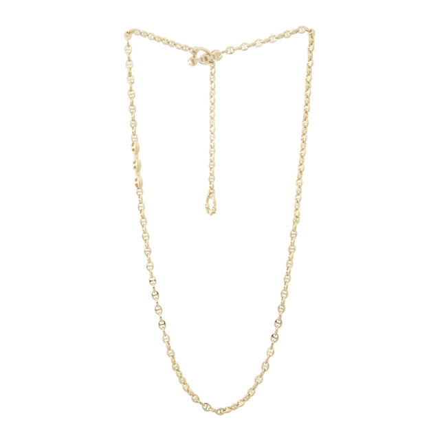 Image 1 of 1 - GOLD - HOORSENBUHS 3mm Open-Link necklace crafted from 18K yellow gold featuring iconic tri-link loop and toggle closure with white diamonds. 26" length. 