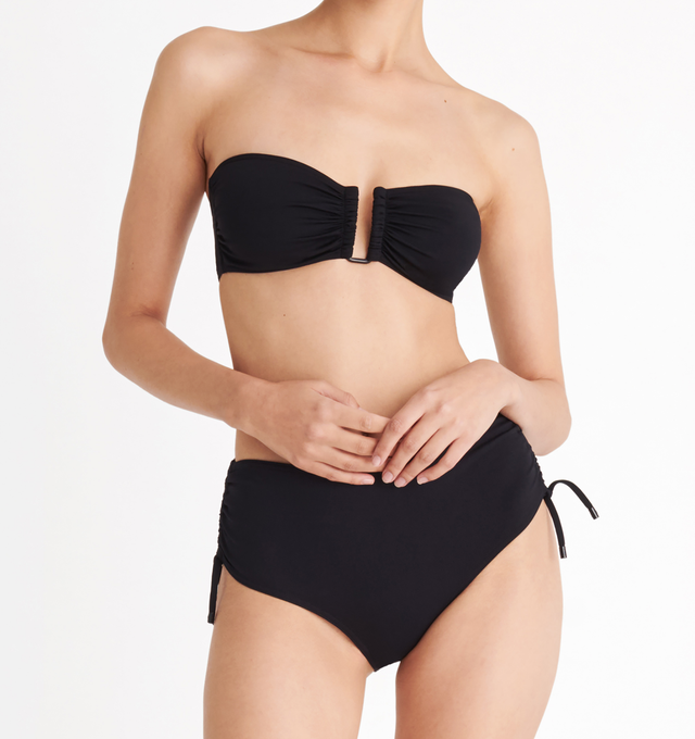 Image 3 of 5 - BLACK - ERES Ever High-Waisted Bikini Briefs featuring high-waisted bikini briefs, adjustable spaghetti link on each side with branded tips and side shirring. 84% Polyamid, 16% Spandex. Made in Morocco. 