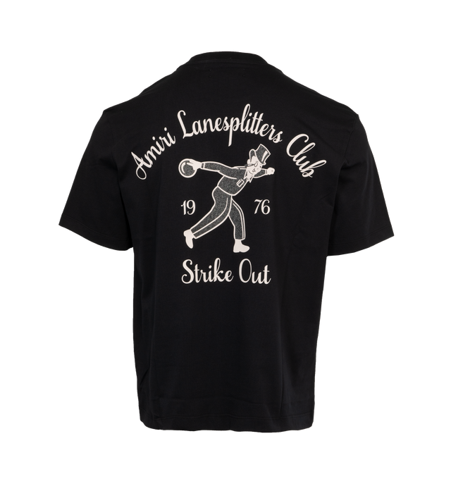 Image 2 of 4 - BLACK - AMIRI Lanesplitters Tee featuring short sleeves, crew neck and front and back Amiri logo detail. 100% cotton. Made in Italy. 