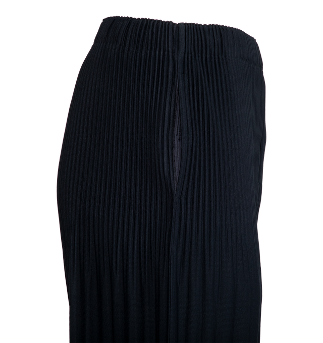Image 3 of 3 - NAVY - ISSEY MIYAKE Basic Pant featuring a straight shape, full-length hem, elastic waist and two pockets. 100% polyester. 