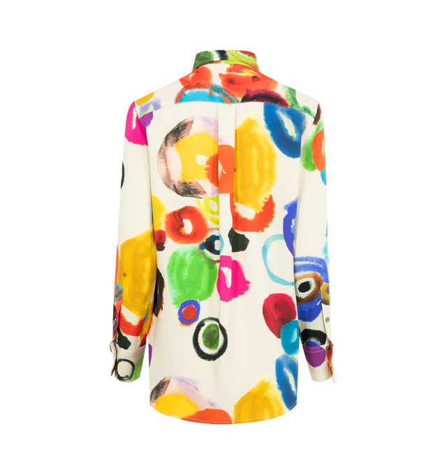 Image 2 of 2 - MULTI - LIBERTINE JH Gouache New Classic Shirt featuring classic fit, button closure, shirttail hem, long sleeves and printed throughout. 94% silk, 6% elastane. Made in USA.
