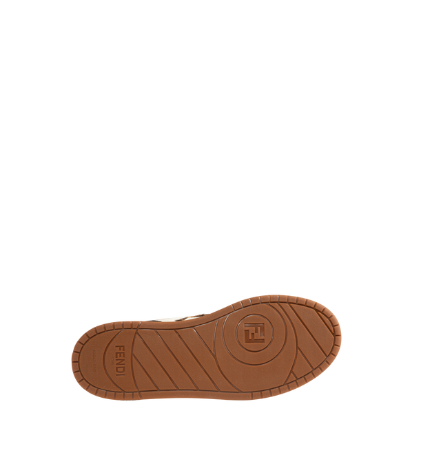 Image 4 of 5 - BROWN - FENDI Match Sneaker featuring low-top, platform, lace-up, made of cavallino calfskin with a brown Fendi Leo animalier print and black suede details, creating a double layer effect. White leather FF appliqus on the sides and hiking laces in the same color. Rubber sole with embossed Fendi lettering on the side. 100% calf leather, 100% hair-on calf leather. Made in Italy.