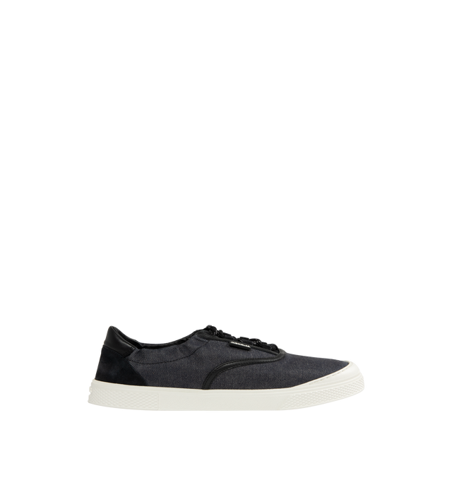 Image 1 of 5 - BLUE - Moncler Men's Vera Leisure Sneakers featuring a denim textile upper, leather lining, lace-up and rubber sole. Sole height 2.4 cm. Made in Italy.