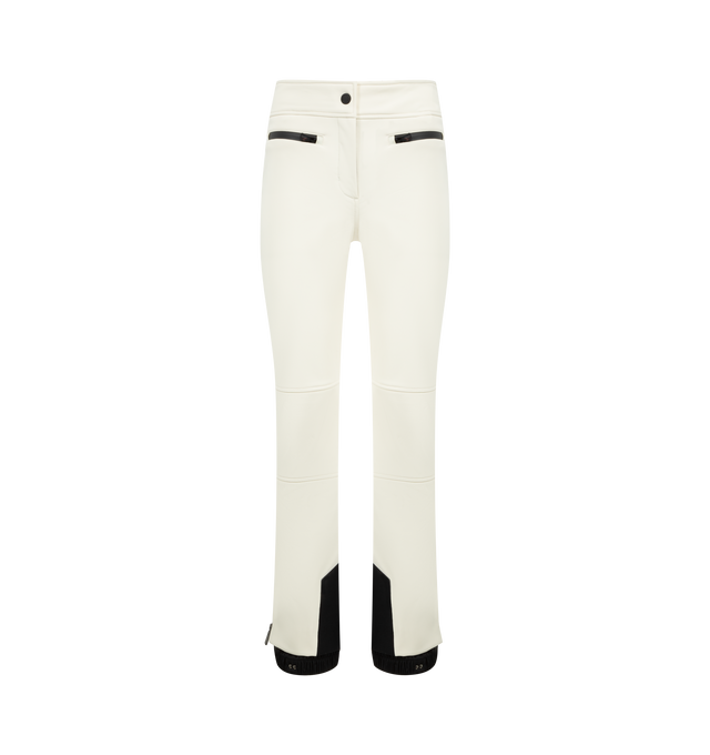 Image 1 of 4 - WHITE - MONCLER GRENOBLE Ski Pants featuring 3L 4-way stretch technical poplin, YKK AquaGuard highly water-resistant zipper and snap button closure, pockets with YKK AquaGuard highly water-resistant zipper closure, cuffs with YKK AquaGuard highly water-resistant zipper closure, powder cuffs, skicut hem protection and silicone logo. 68% polyester, 24% polyamide/nylon, 8% elastane/spandex. Made in Romania.