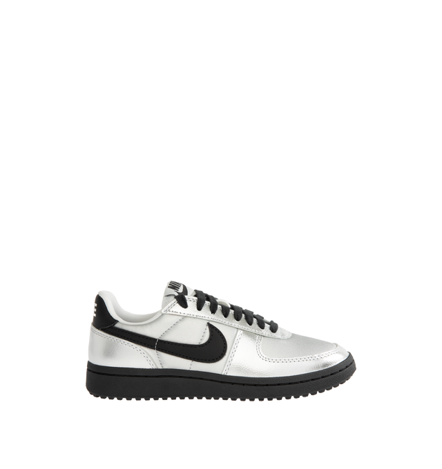 Image 1 of 5 - SILVER - NIKE Field General Sneaker featuring real and synthetic leather upper, waffle outsole, padded collar, foam midsole and rubber outsole.