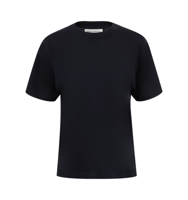 Image 1 of 2 - NAVY - Extreme Cashmere Cuba T-Shirt has a crew neck, short sleeves, and a crisp structure. 70% cotton, 30% cashmere.