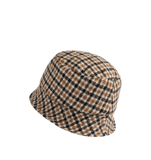 Image 2 of 2 - MULTI - MONCLER Reversible Wool Blend Bucket Hat featuring a wool blend, polyester and cotton blend lining, reversible and logo patch. 58% wool, 24% polyamide/nylon, 18% lyocell. Lining: 68% polyester, 32% cotton.