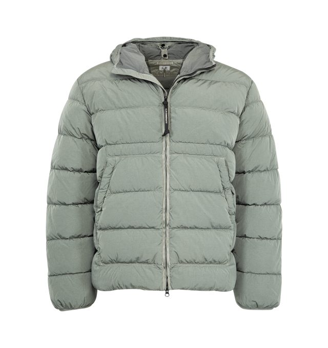 Image 1 of 4 - GREEN - C.P. COMPANY Medium Jacket in Chrome R featuring zip frontal closure, side zip pockets, regular fit and hood with goggles.