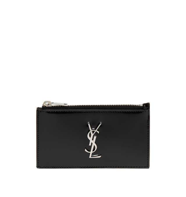 Image 1 of 3 - BLACK - SAINT LAURENT Zipped Card Case featuring zip closure, leather lining and card slots on back. 5.1 X 3.1 X 0.8 in. 90% calfskin, 10% metal. Made in Italy.  