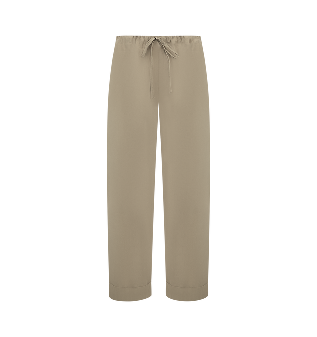 Image 1 of 3 - GREEN - THE ROW Delano Pant featuring relaxed low-rise pant in washed heavyweight cotton poplin with straight cuffed leg, drawstring waist and side seam pockets. 100% cotton. Made in Italy.