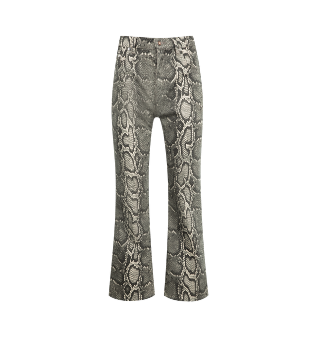 Image 1 of 3 - GREY - GABRIELA HEARST Ezra Bootcut Cropped Jean featuring lightweight feel with a structured look, classic five-pocket construction, a cropped bootcut silhouette, button fly and closure, belt loops and custom removable wood-inlaid buttons for machine-washing. 100% recycled cotton. Made in Italy.