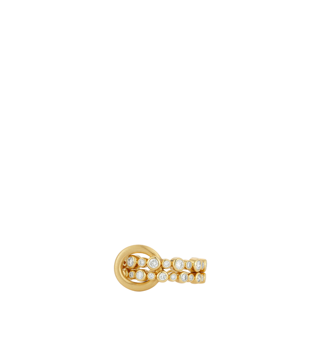 Image 1 of 2 - GOLD - Renna Storm Ring is crafted in 18K gold and features a sculptural swirling silhouette accented with scattered diamonds that evoke droplets caught in motion. Fluid, unconventional, and quietly bold, this fine jewelry ring showcases approximately 1.23 total carats of diamonds set throughout its organic form. Main Material: 18K Gold. Gemstones: Diamonds. Total Diamond Weight: Approximately 1.23 TCW for Size 6.For personal consultation and detailed information about jewelry, please contact