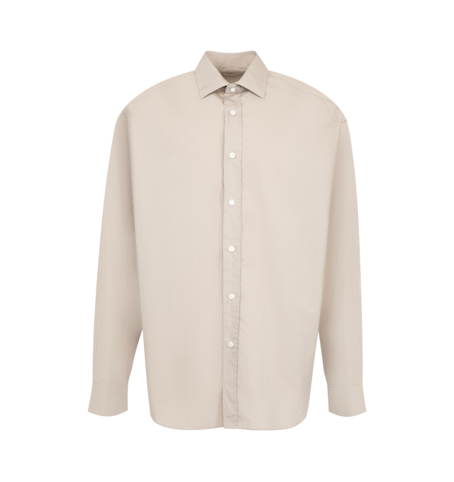 Image 1 of 2 - NEUTRAL - A.PRESSE Men's Spread Collar Shirt is crafted from cotton and features a regular-fit silhouette with a classic spread collar. Designed with a clean, timeless construction that reflects the brand's understated approach to everyday tailoring. Main Material: 100% Cotton.