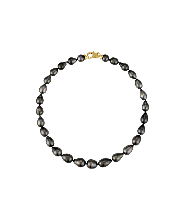 Image 1 of 2 - GOLD - PROUNIS Tahitian Pearl Strand with Fibula Clasp featuring Tahitian Pearl and 22K gold. Hirshleifers offers a range of pieces from this collection in-store. For personal consultation and detailed information about jewelry, please contact our dedicated stylist team at personalshopping@hirshleifers.com. This item may be restricted for online purchase to international clients. For assistance purchasing this item please contact our dedicated stylist team at personalshopping@hirshleifers.com