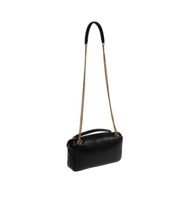 Image 3 of 4 - BLACK - SAINT LAURENT Calypso padded shoulder bag featuring snap button closure and one zip pocket. Chain drop 9.4". Dimensions: 2.8 x 5.5 x 10.6 inches. 100% leather. Made in Italy.  