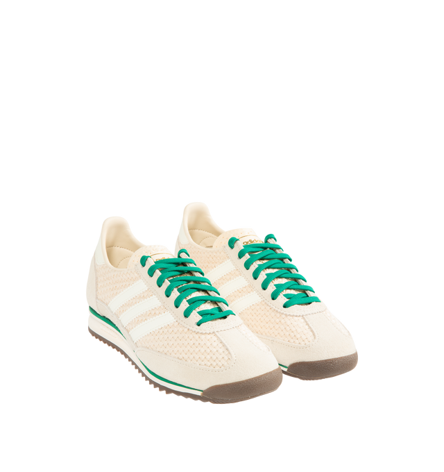 Image 2 of 5 - WHITE - ADIDAS SL 72 OG Sneakers featuring a mixed leather and textile upper, regular fit, lace closure, leather sockliner, flexible rubber outsole and iconic 3-Stripes and Trefoil branding.