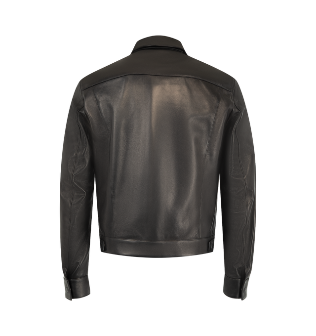 Image 2 of 2 - BLACK - TOM FORD Slim-Fit Leather Jacket featuring glossy black leather, a slim shape with a chunky zip fastening and tabs at the hem to adjust the fit. 100% leather. Made in Italy. This item may be restricted for online purchase to international clients. For assistance purchasing this item please contact our dedicated stylist team at personalshopping@hirshleifers.com.