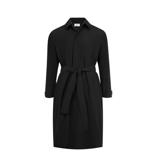 Image 1 of 3 - BLACK - The Row Single-breasted trench coat in water-repellant technical fabric with removable belt, slant welt pockets, and concealed front placket with button closure. 100% Polyester. Made in Italy.