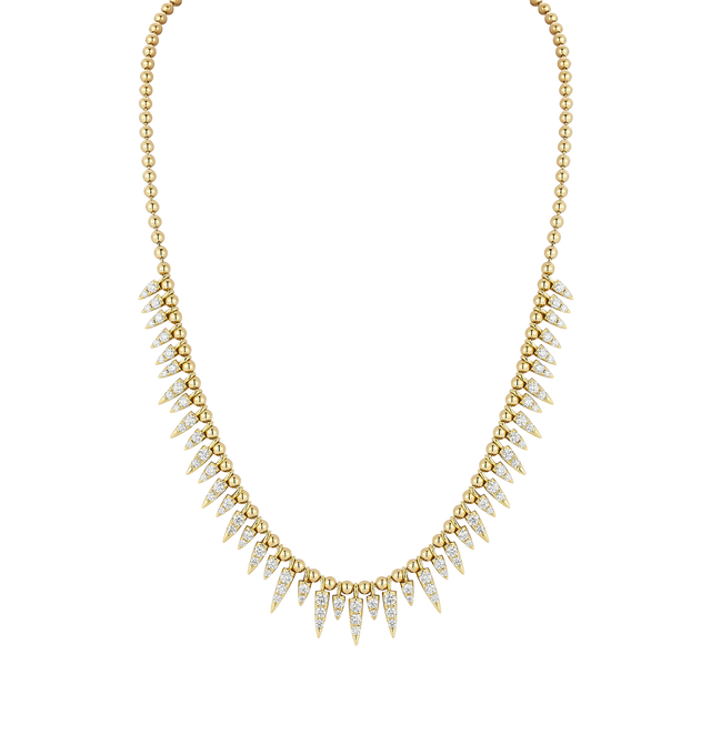 Image 1 of 1 - GOLD - JEMMA WYNNE Connexion Diamond Spike Fringe Necklace featuring 18k Yellow Gold, Diamonds- 3.15cts and Adjustable Length at- 16" and 17". Hirshleifers offers a range of pieces from this collection in-store. For personal consultation and detailed information about jewelry, please contact our dedicated stylist team at personalshopping@hirshleifers.com.This item may be restricted for online purchase to international clients. For assistance purchasing this item please contact our dedicate