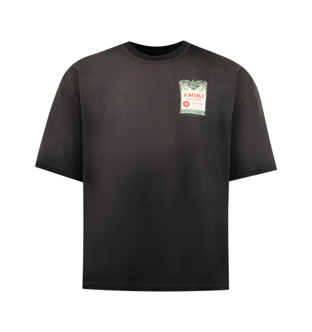 Image 1 of 2 - BLACK - AMIRI Chateau Stamp T-Shirt featuring faded-effect jersey, graphic print, crew neck, short sleeves and oversized fit. 100% cotton. Made in Italy.