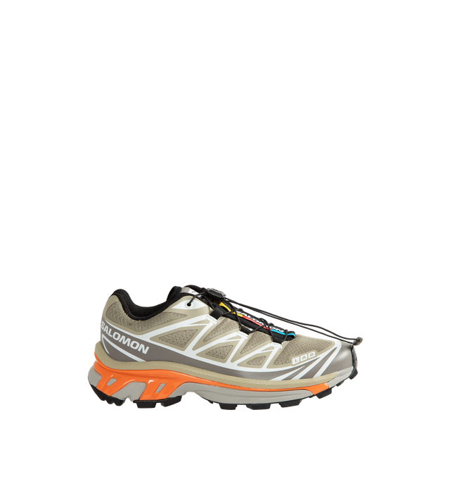 Image 1 of 5 - NEUTRAL - Salomon XT-6 Sneakers are crafted from synthetic and textile materials and feature the legendary XT-6 silhouette reimagined for everyday city wear. Originally designed for long-distance trail performance, this icon combines superior comfort, cushioning, and durability with updated colors and materials that bring its technical heritage into a modern sportstyle context. Main Material: Synthetic and Textile Upper. Lining: Textile. Insole: Textile. Outsole: Rubber. Closure: Quicklace Sy