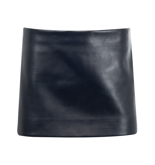 Image 1 of 2 - NAVY - KHAITE Jett Skirt featuring a minimal miniskirt in exceptionally soft and lightweight plong leather. Finished with a concealed side zipper closure. 100% lamb.