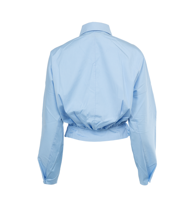 Image 2 of 3 - BLUE - MARNI Button-Front Shirt featuring a gathered backing, spread collar, concealed button front, long kimono sleeves, button cuffs and hip length. 100% cotton. Made in Italy. 