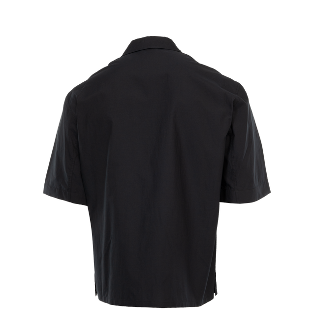 Image 2 of 3 - BLACK - LEMAIRE Pyjama Shirt featuring relaxed fit, below-the-elbow sleeves, classic collar, mother-of-pearl buttons and two front patch pockets. 80% cotton, 20% silk. Made in Portugal. 