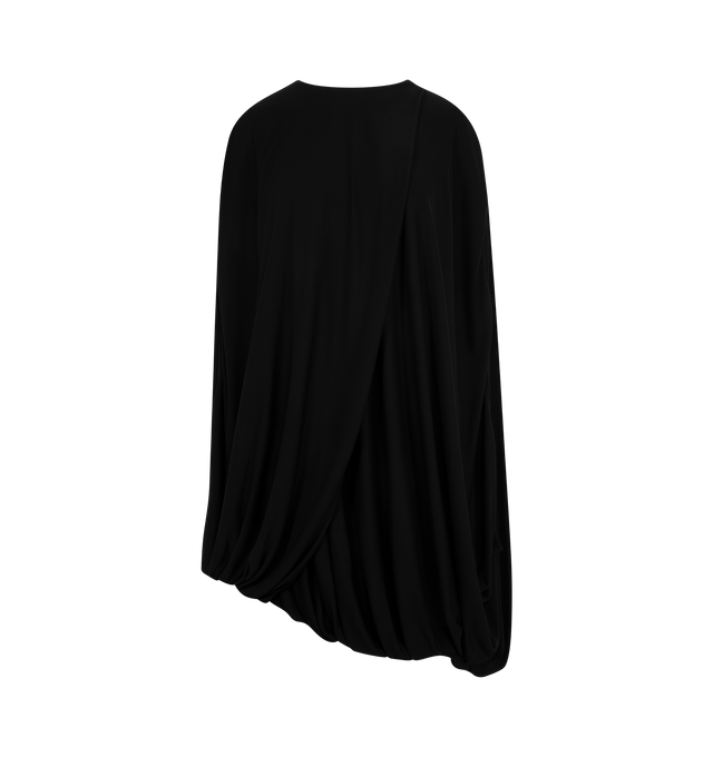 Image 1 of 2 - BLACK - Loewe Women's Dress in lightweight viscose crepe jersey featuring an asymmetric silhouette with a hand-draped construction. Relaxed fit, knee length, rear button fastening, fully lined. Viscose. Made in Italy.