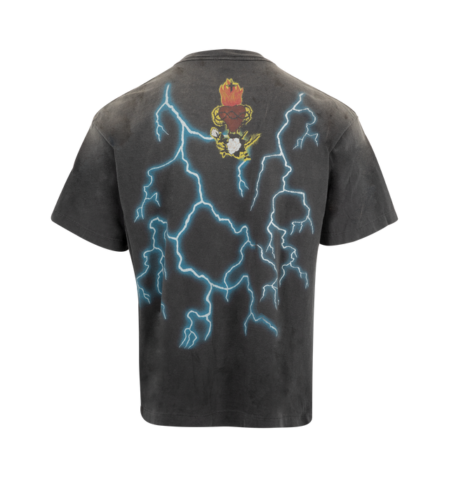 Image 2 of 2 - BLACK - SAINT MICHAEL Maria Tee featuring crew neck, short sleeves, relaxed fit and graphic print on front and back. 100% cotton.
