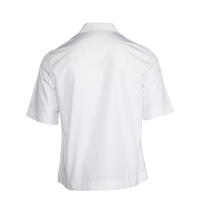 Image 2 of 3 - WHITE - GIVENCHY Hawaiian Collar Shirt has a boxy fit, button front closure, and signature logo print. 100% cotton. Made in Portugal. 