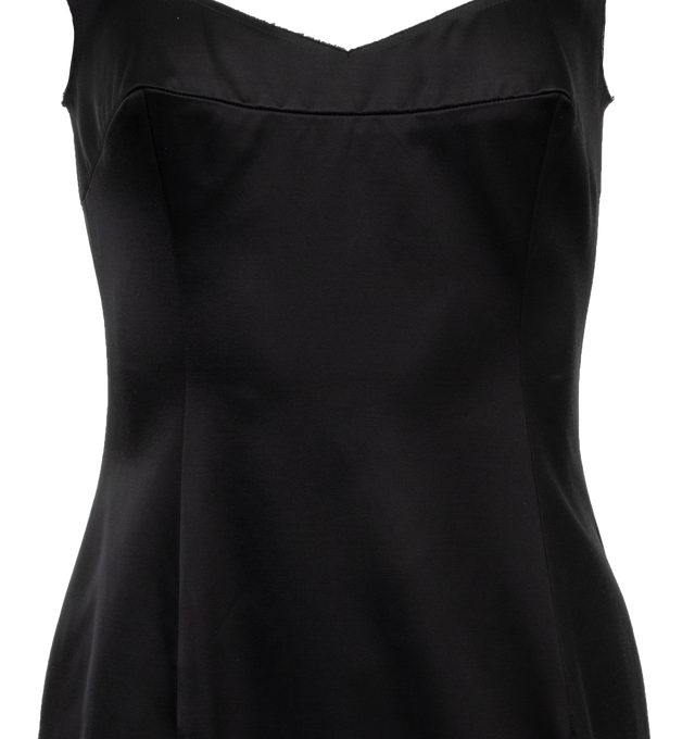 Image 3 of 3 - BLACK - MARNI Cady Sheath Dress With Flounced Hem featuring low-cut silhouette with flounce hem, back slit, back zip closure and lined. 60% viscose/rayon, 40% cotton. Made in Italy. 