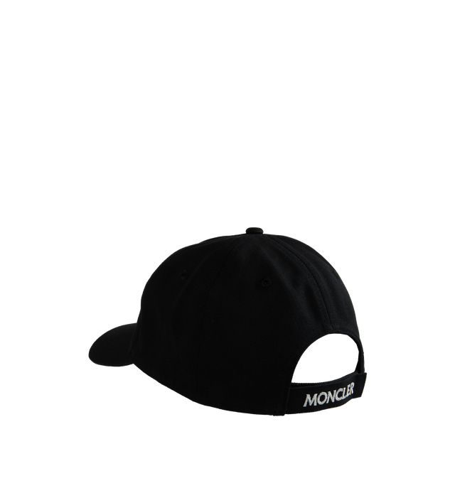 Image 2 of 2 - BLACK - MONCLER Logo Baseball Cap featuring cotton gabardine, mesh lining, hook-and-loop back strap, embroidered logo lettering and felt logo. 100% cotton.  