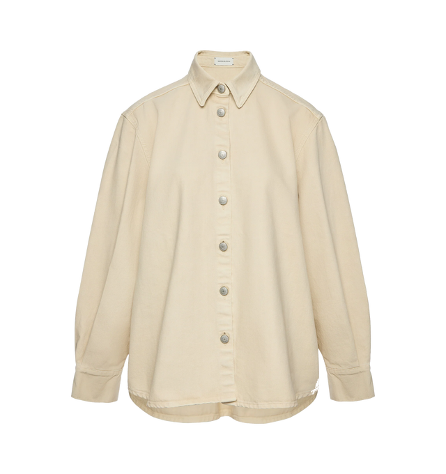 Image 1 of 2 - NEUTRAL - MAGDA BUTRYM Denim Shirt featuring an oversized, relaxed silhouette, structured collar, button-down front and voluminous sleeves with buttoned cuffs. 100% cotton.
