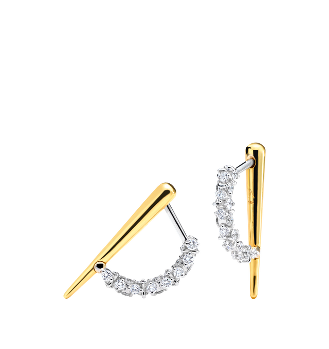 Image 2 of 2 - GOLD - OX Signature Earrings featuring 18K yellow gold and platinum, 21mm x 15mm. Total Carat Weight: 0.90 tcw. Quality: E/F-VS natural diamonds. Hirshleifers offers a range of pieces from this collection in-store. For personal consultation and detailed information about jewelry, please contact our dedicated stylist team at personalshopping@hirshleifers.com. This item may be restricted for online purchase to international clients. For assistance purchasing this item please contact our dedicat