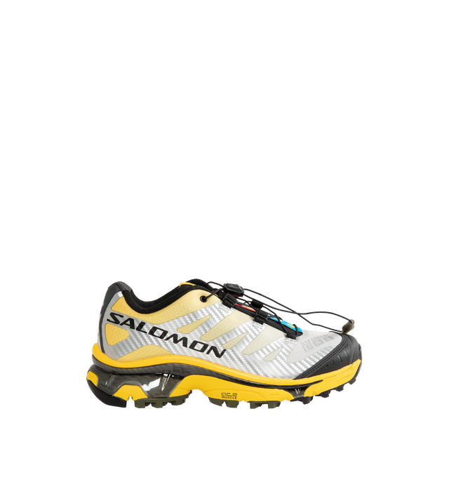 Image 1 of 5 - YELLOW - Salomon Men's XT-4 OG Sneakers are crafted with a lightweight textile and synthetic upper and feature the brand's Agile Chassis System, Quicklace technology, and dual-density EVA cushioning for exceptional stability and comfort. Reviving one of Salomon's iconic trail-running silhouettes, these designer sneakers combine technical performance with archival outdoor style, delivering superior support, durability, and all-terrain traction for both city streets and rugged trails. Main Mate
