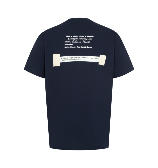 Image 2 of 2 - NAVY - GIVENCHY Regular Fit T-Shirt featuring crew neck, short sleeves, regular fit and graphic text on front and back. 100% cotton.