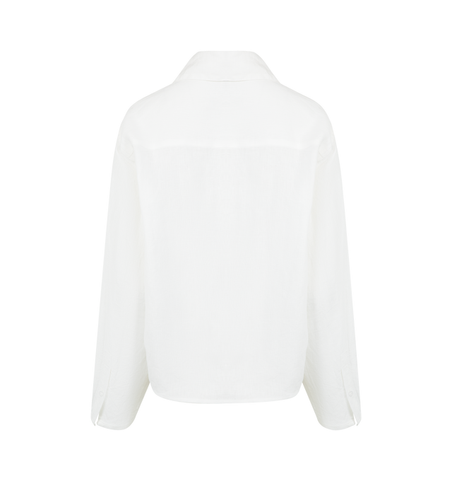Image 2 of 2 - WHITE - DEIJI STUDIOS Collar Point Shirt featuring a boxy fit, button closure, dropped back yoke, dropped shoulders and a classic shirting cuff. 100% GOTS certified organic, OEKO-TEX 100 certified and EU certified stone washed french linen.