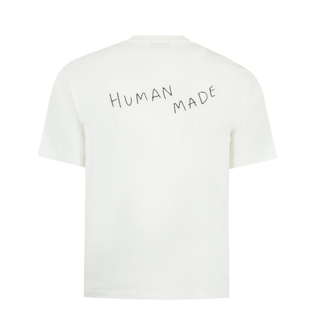 Image 2 of 2 - WHITE - HUMAN MADE Embroidered T-Shirt featuring short sleeves, crewneck, regular fit and graphic on front and back. 100% cotton.
