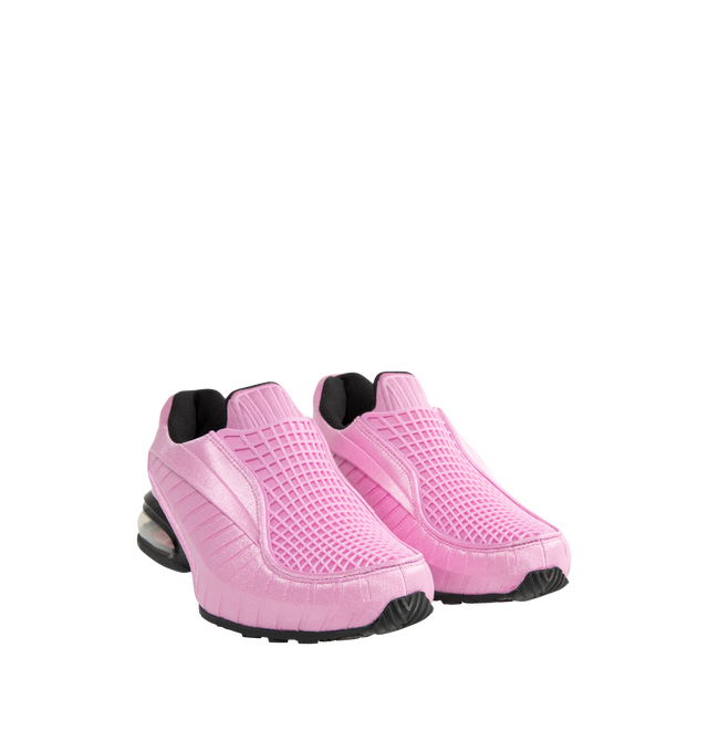Image 2 of 5 - PINK - Nike Women's Air Max Dolce Shoes feature a laceless molded upper with an overlay cage and the distinctive Air Max silhouette. Designed for easy slip-on wear, the style is finished with visible Max Air cushioning in the heel for lightweight support and comfort. A foam midsole provides additional cushioning with every step. Midsole: Foam. Cushioning: Visible Max Air Unit. Closure: Slip-On.