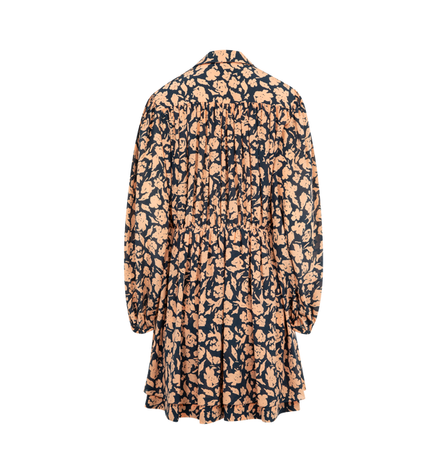 Image 2 of 2 - MULTI - CHLOE Floral Gathered Silk Minidress featuring silk crpe de chine, mini length, a gathered, tiered silhouette, long sleeves and all-over floral print. 100% silk. Made in Italy.