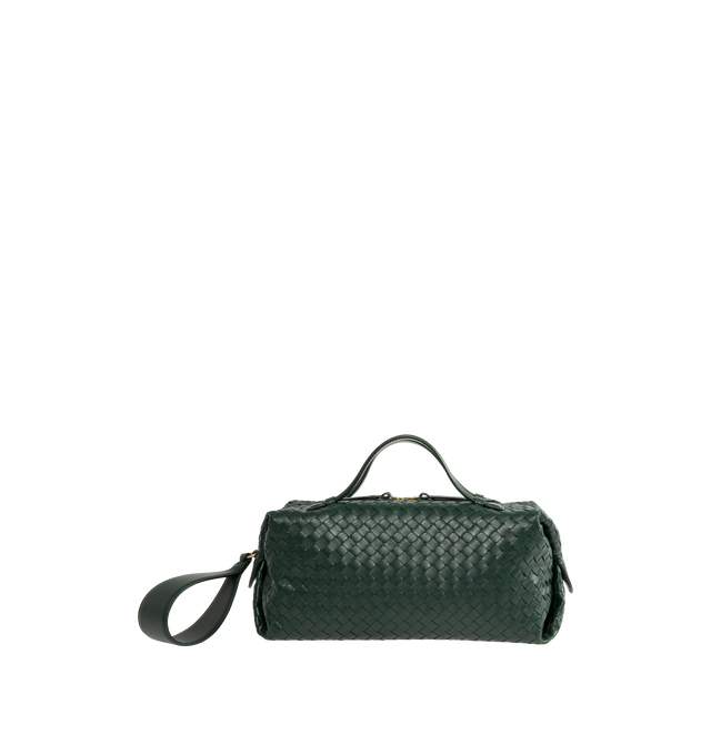 Image 1 of 3 - GREEN - BOTTEGA VENETA Intrecciato Handbag featuring double top handles, detachable strap, structured design, one main compartment, one flat zip pocket, intrecciato leather and zip closure. Calf leather. Made in Italy.