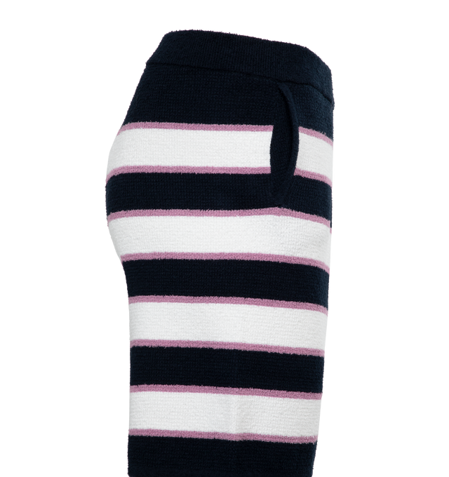 Image 3 of 4 - MULTI - MARNI Striped Shorts featuring side slit pockets, elastic waist, stripes throughout and logo at leg. 100% cotton. 