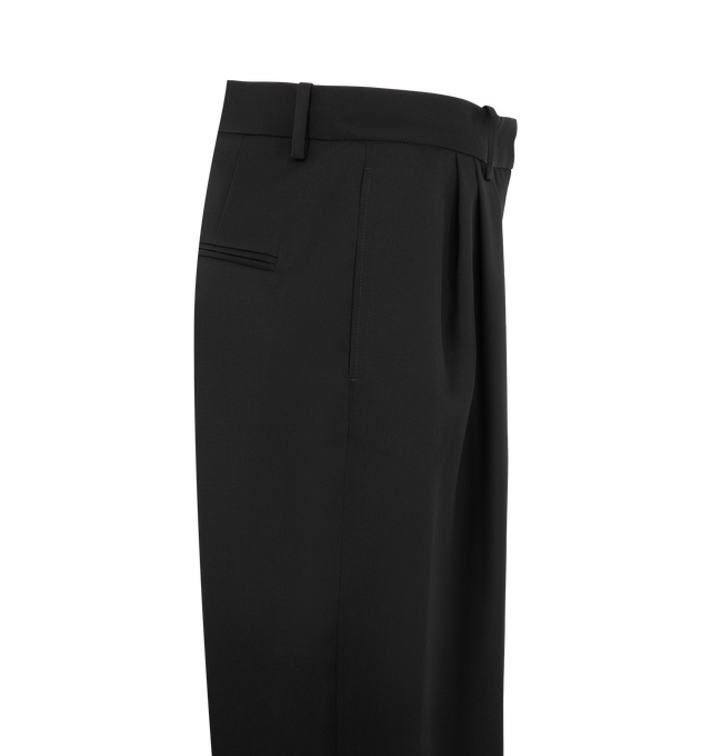 Image 3 of 3 - BLACK - Isabel Marant Womens Janice Pants are crafted from premium wool. Feature a tapered carrot-leg silhouette, fitted waistband with belt loops, concealed front closure, front pleats, slant pockets, and a tailored finish. Main Material: 100% Wool. Made in Bulgaria.