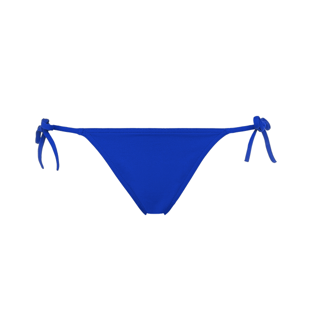 Image 1 of 6 - BLUE - ERES Malou Thin Bikini Brief Bottoms featuring side ties. Main: 84% Polyamid, 16% Spandex. Second: 68% Polyamid, 32% Spandex. Made in France. 