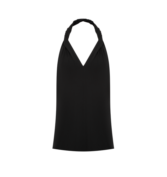 Image 1 of 2 - BLACK - TOTEME Twisted Jersey Halter Top featuring a draped halterneck silhouette, sleeveless, relaxed fit and fully lined. 96% viscose, 4% elastane.