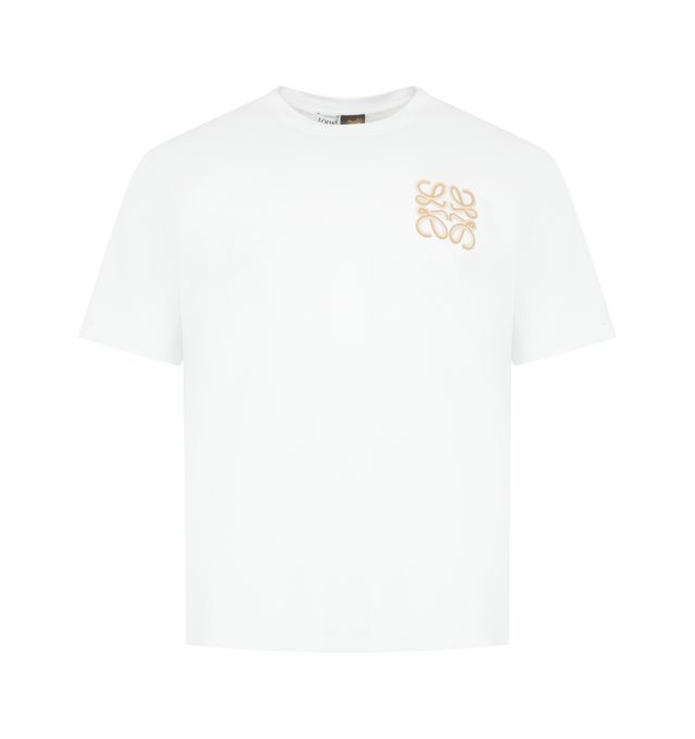 Image 1 of 2 - WHITE - LOEWE PAULA'S IBIZA T-shirt in lightweight cotton featuring a two-tone Anagram crafty embroidery, relaxed fit, regular length, crew neck and ribbed collar. Cotton. Made in Portugal.