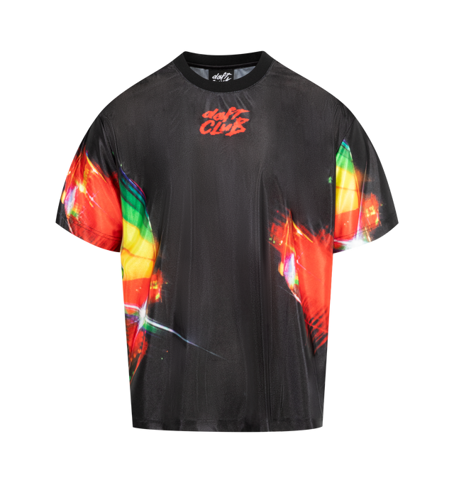 Image 1 of 2 - BLACK - PLEASURES X DAFT PUNK Club Sport Shirt featuring boxy fit, sublimated print, crew neck and short sleeves. 100% polyester.