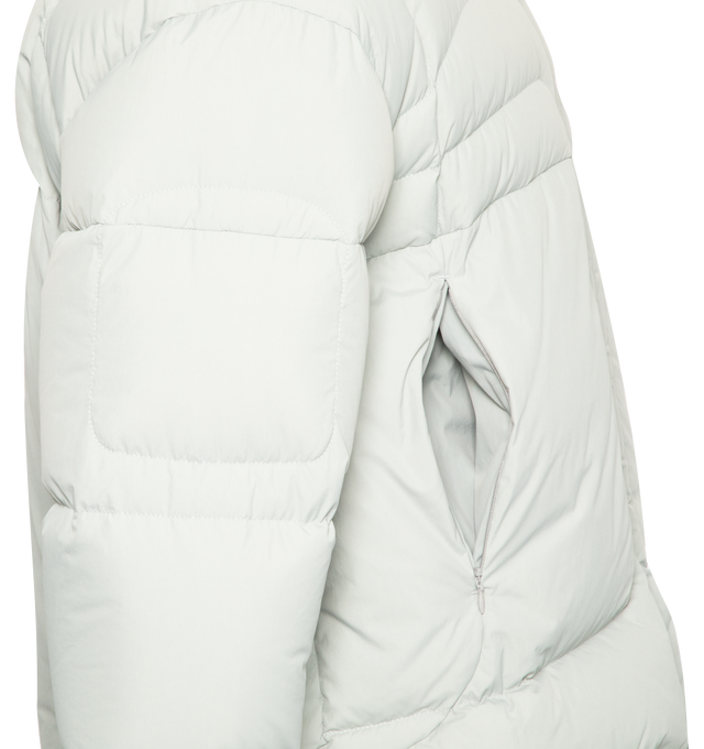 Image 3 of 3 - GREY - MONCLER Dofida Short Down Jacket featuring down-filled, stand collar, zipper closure, zipped pockets, elastic cuffs and hem and felt logo patch. 100% polyamide. Padding: 90% down, 10% feather. 