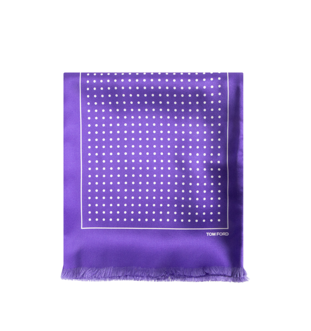Image 1 of 2 - PURPLE - TOM FORD Polka Dot Scarf featuring mulberry silk and a polka dot pattern. 100% mulberry silk. Made in Italy.